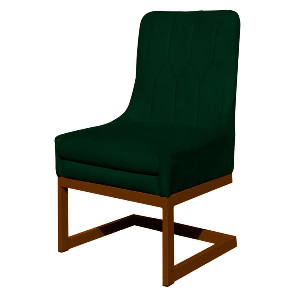 Cadeira Valentina Sala de Jantar Veludo Verde Base Cobre - Vallisa Decor