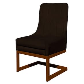 Cadeira Valentina Sala de Jantar Veludo Marrom Base Cobre - Vallisa Decor