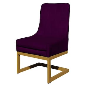 Cadeira Valentina Sala de Jantar Veludo Roxo Base Dourada - Vallisa Decor
