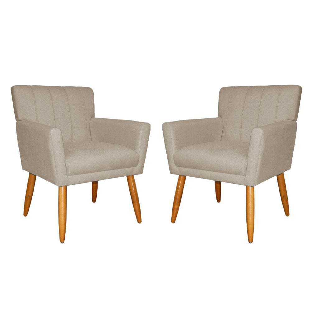 Kit 2 Poltronas Decorativa Para Sala Recepção Cecília Suede Cappuccino - LM DECOR
