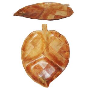 Petisqueira De Madeira Folha Com 3 Divisorias 33X25,5Cm