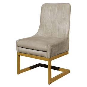 Cadeira Valentina Sala de Jantar Veludo Bege Base Dourada - Vallisa Decor