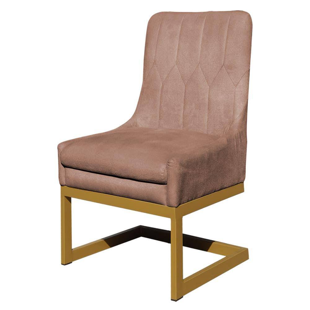 Cadeira Valentina Sala de Jantar Veludo Rosa Base Dourada - Vallisa Decor