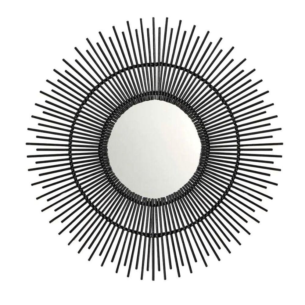  Espelho Redondo em Bambu Preto - Mart