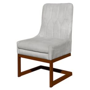 Cadeira Valentina Sala de Jantar Veludo Branco Base Cobre - Vallisa Decor