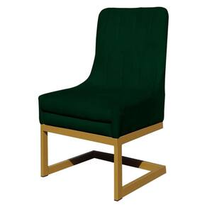 Cadeira Valentina Sala de Jantar Veludo Verde Base Dourada - Vallisa Decor
