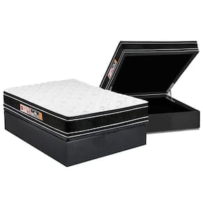 Conjunto Box Baú Casal: Colchão Espuma Castor D33 Black e White Air Double Face Euro Pillow + Base CRC Suede Gray(138x188)