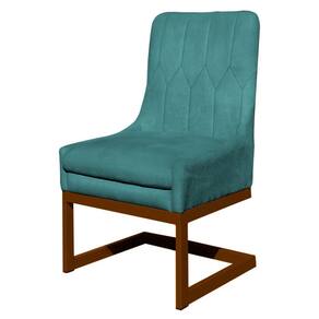 Cadeira Valentina Sala de Jantar Veludo Azul Turquesa Base Cobre - Vallisa Decor