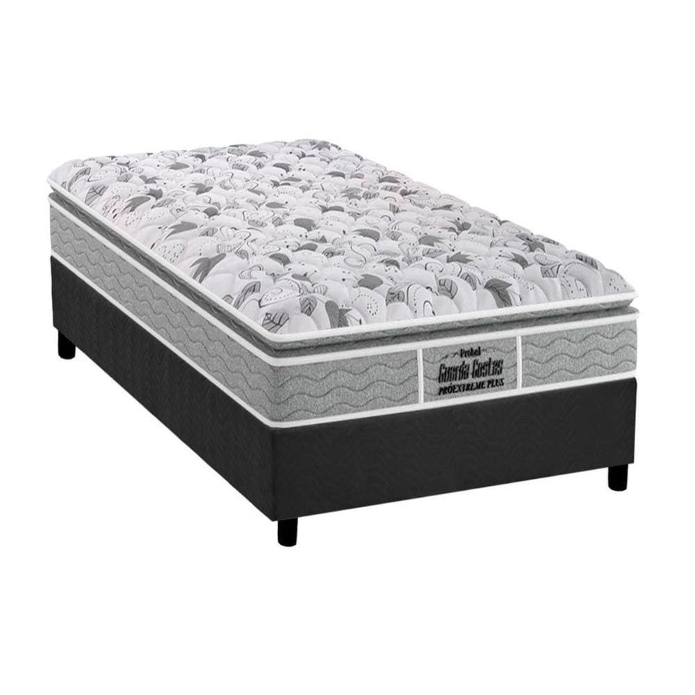 Conjunto Box Solteiro: Colchão Anatômico Probel D45/EP Firmepedic Guarda Costas Próextreme Plus + Base CRC Suede Gray(88x188)