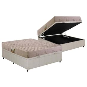 Conjunto Box Baú Casal: Colchão Espuma Herval D33 Cannes Double Face + Base CRC Courano Clean(138x188)