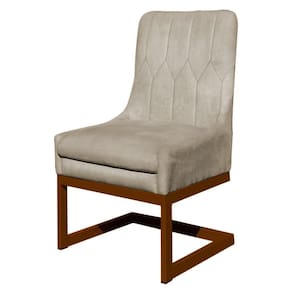 Cadeira Valentina Sala de Jantar Veludo Bege Base Cobre - Vallisa Decor