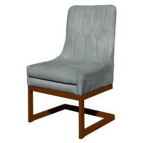 Cadeira Valentina Sala de Jantar Veludo Prata Base Cobre - Vallisa Decor