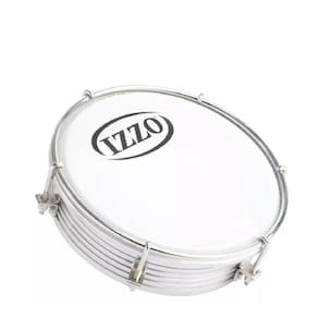 Tamborim Izzo 06 Pol Aluminio Anodizado Prata C/Pele Leitosa