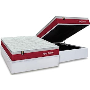Conjunto Box Baú Casal: Colchão Molas Orthoflex MasterPocket Ensacadas Agility Confort + Base CRC Courano White(138x188)