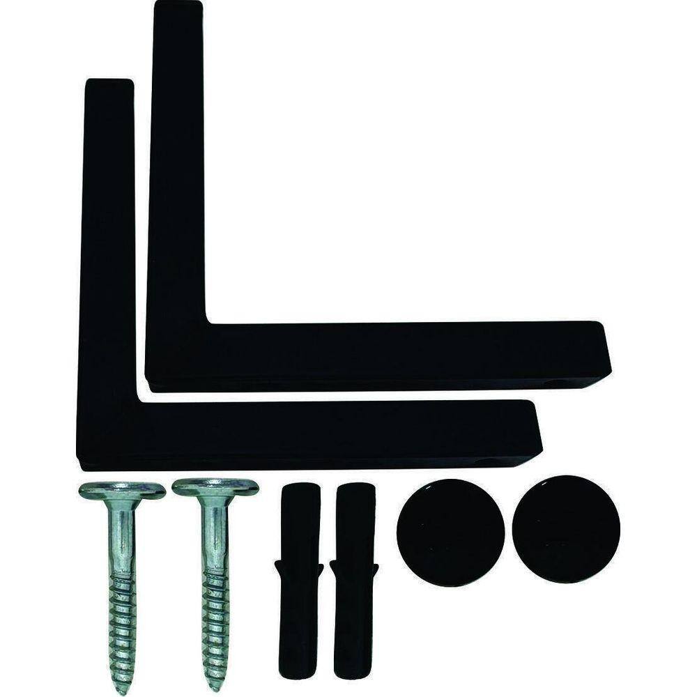 Kit 2 Suportes Mão Francesa Cantoneira Prateira Preto 25Cm