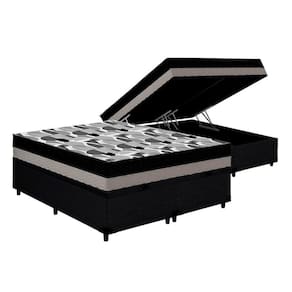 Cama Box Baú Queen: Colchão Anatômico Ortobom D33 / EP ISO 100 Double Face + Base CRC CouranoBlack(158x198x20)