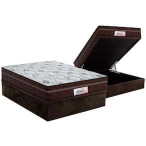 Conjunto Box Baú Casal: Colchão Molas Probel MasterPocket Ensacadas ProDormir Miami + Base CRC Suede Brown(138x188)