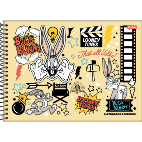Caderno Cartografia Capa Dura 80 Folhas Looney Tunes
