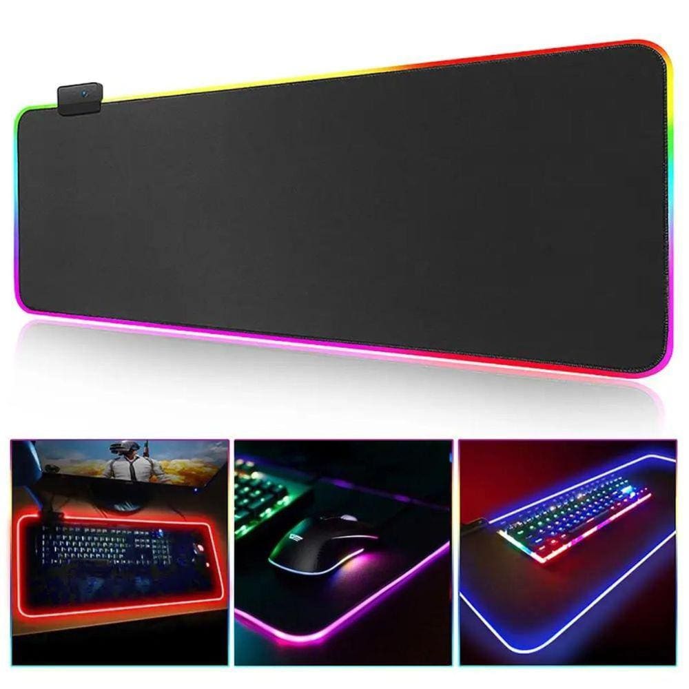 Mouse Pad Gamer Grande RGB com Led Colorido na Borda – 80x30cm