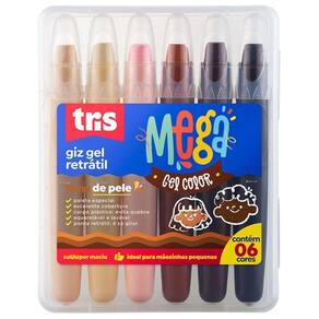 Giz Gel Retrátil Mega Tons De Pele Com 6 Cores Estojo Tris