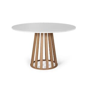 Mesa De Jantar Redonda 6 Lugares 120cm Tália Branco/jade - Straub Web