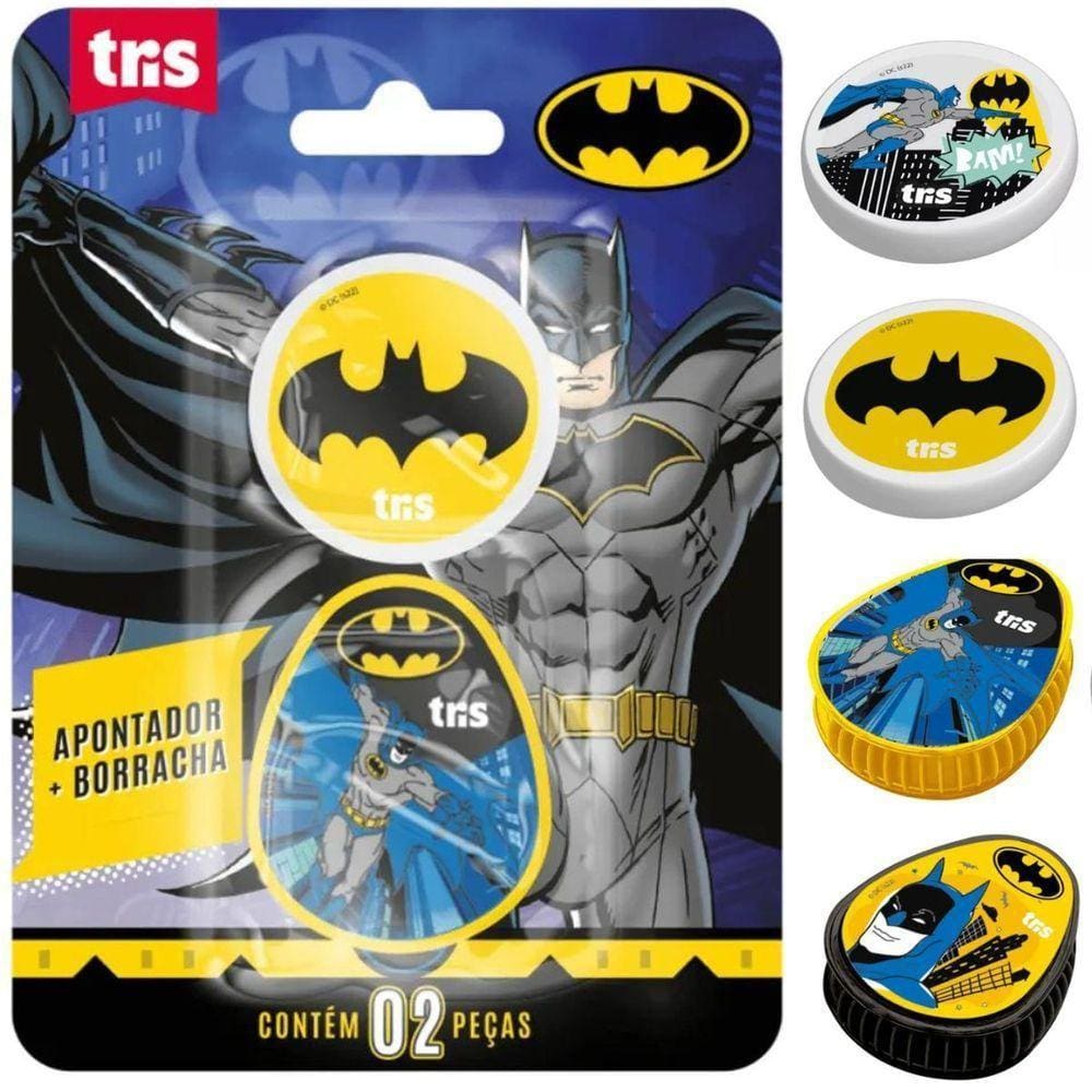 Kit Apontador Com Deposito + Borracha - Batman - Tris