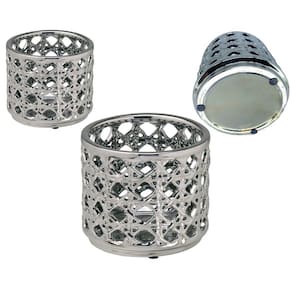 Vaso Grande Decorativo Cerâmica Redondo Prateado 18cm