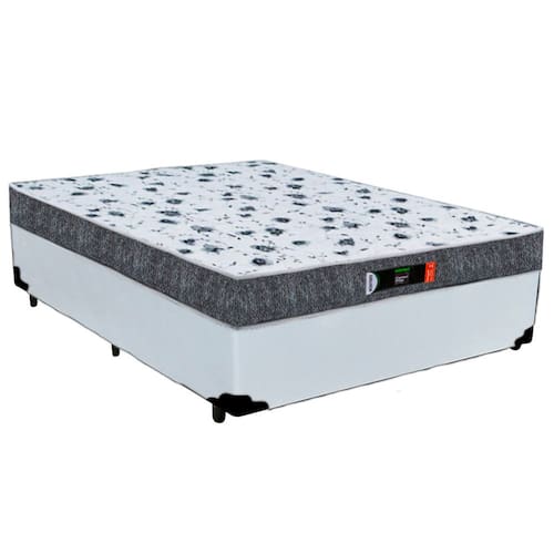 imagem-Cama Box Casal + Colchão Casal Ortopédico Resistente Pró D28 Comfort Prime 48x138x188 - Preto - Branco