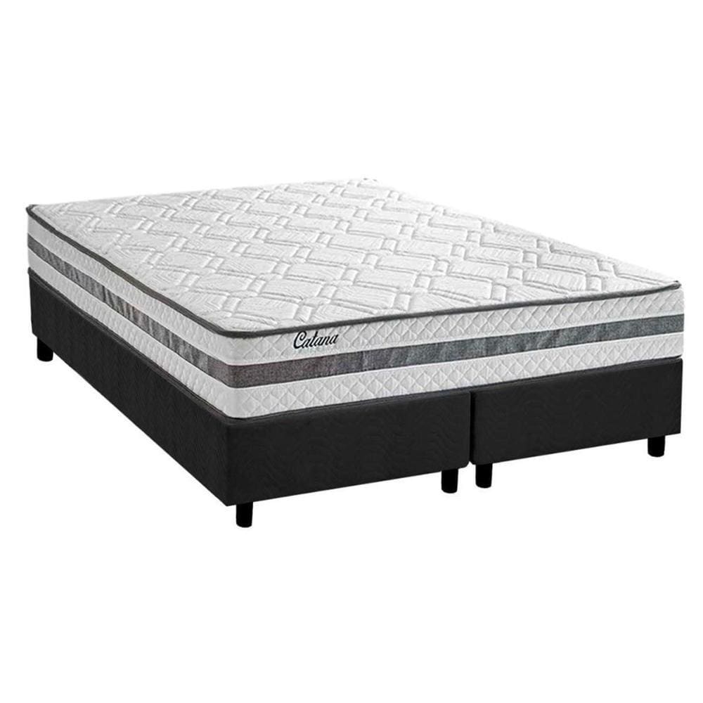 Conjunto Box King: Colchão Molas Herval MasterPocket Ensacadas Catana + Base CRC Suede Gray(193x203)