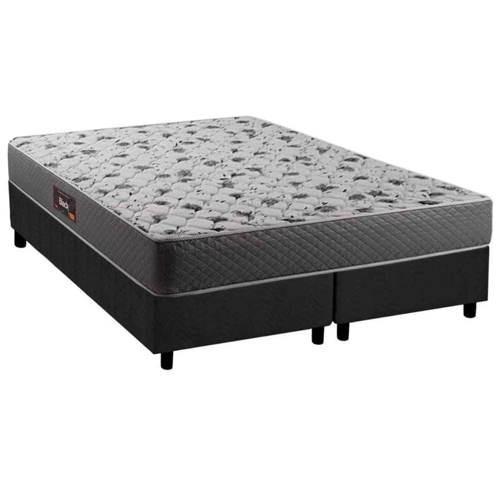 Conjunto Box Queen: Colchão Anatômico Herval D28/AG65 Black + Base CRC Suede Gray(158x198)