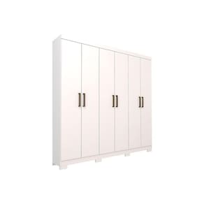Guarda Roupa Solteiro 6 Portas e 2 Gavetas c/ Espelho Interno Milena Branco - Panan