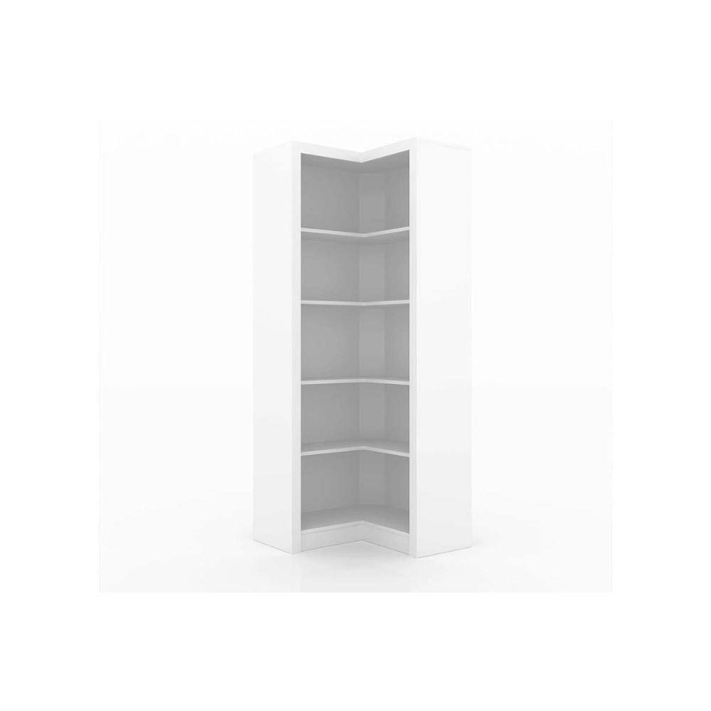 Estante Livreiro de Escritório ME4132 Canto c/ 4 Prateleiras Branco - Tecno Mobili