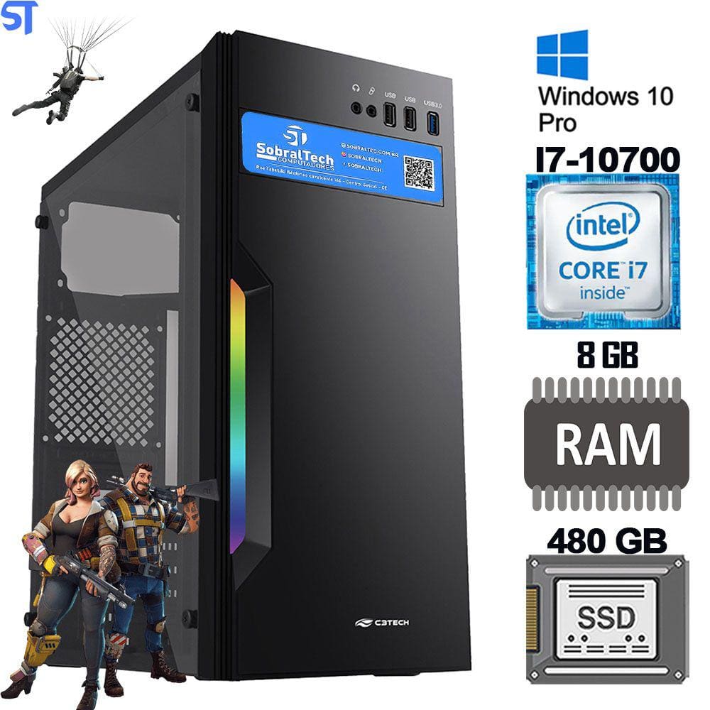 Computador Gamer I7-10700 Placa-Mãe-H470M RAM-8GB SSD-WD-480GB | Casas Bahia