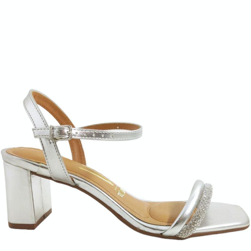 Sandália Feminina Casual Salto Médio Bico Quadrado com Strass Vizzano 6430.529