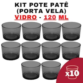 Kit Potes Vidro Patê Preto Translúcido 120ml 10 unidades