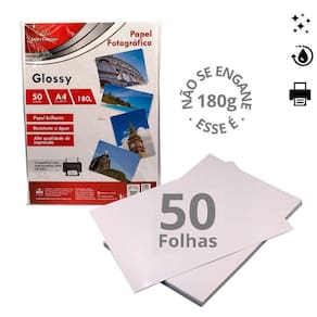 Papel Fotográfico A4 Glossy Qualidade Studio Com 50 Unidades