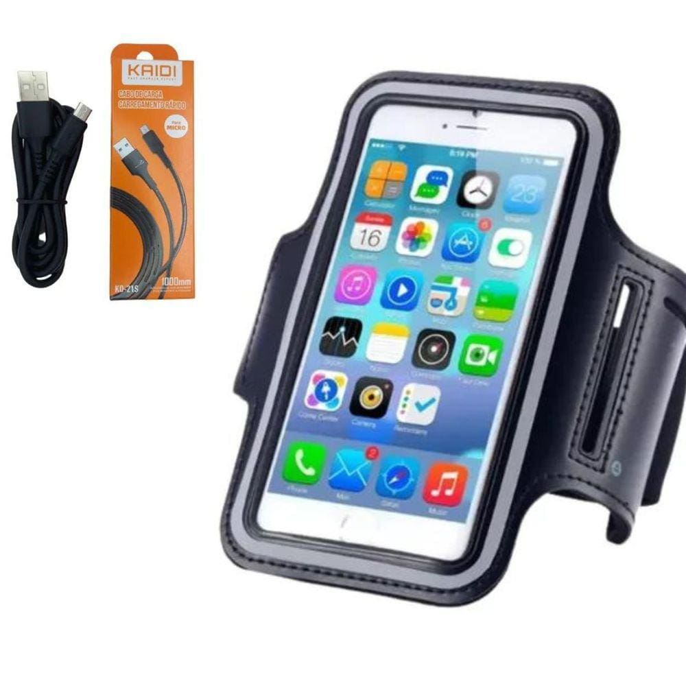 Braçadeira Celular Corrida Esporte Ciclismo Suporte Celular + Cabo USB MICRO USB V8