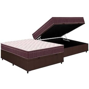Cama Box Baú Casal: Colchão Anatômico Ortobom D28 / EP Airtech 60 + Base CRC Courano Brown(138x188x18)