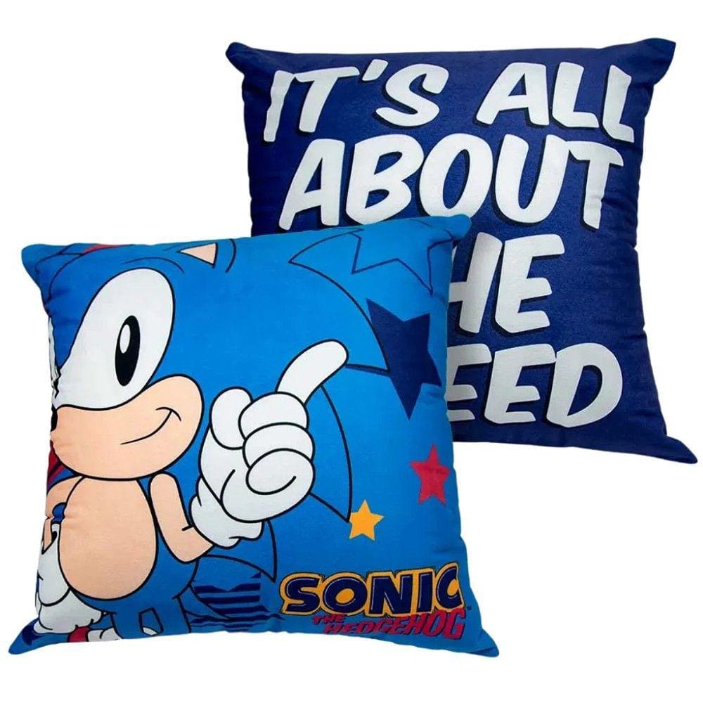 Almofada Sonic Speed Quadrada Aveludada 40x40cm Oficial SEGA