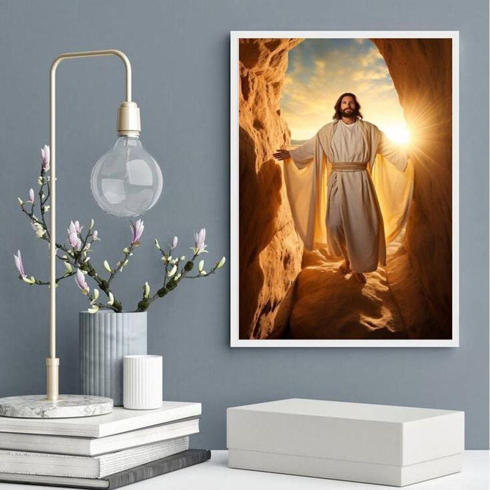 Quadro Decorativo Jesus Ressuscitando 33X24Cm