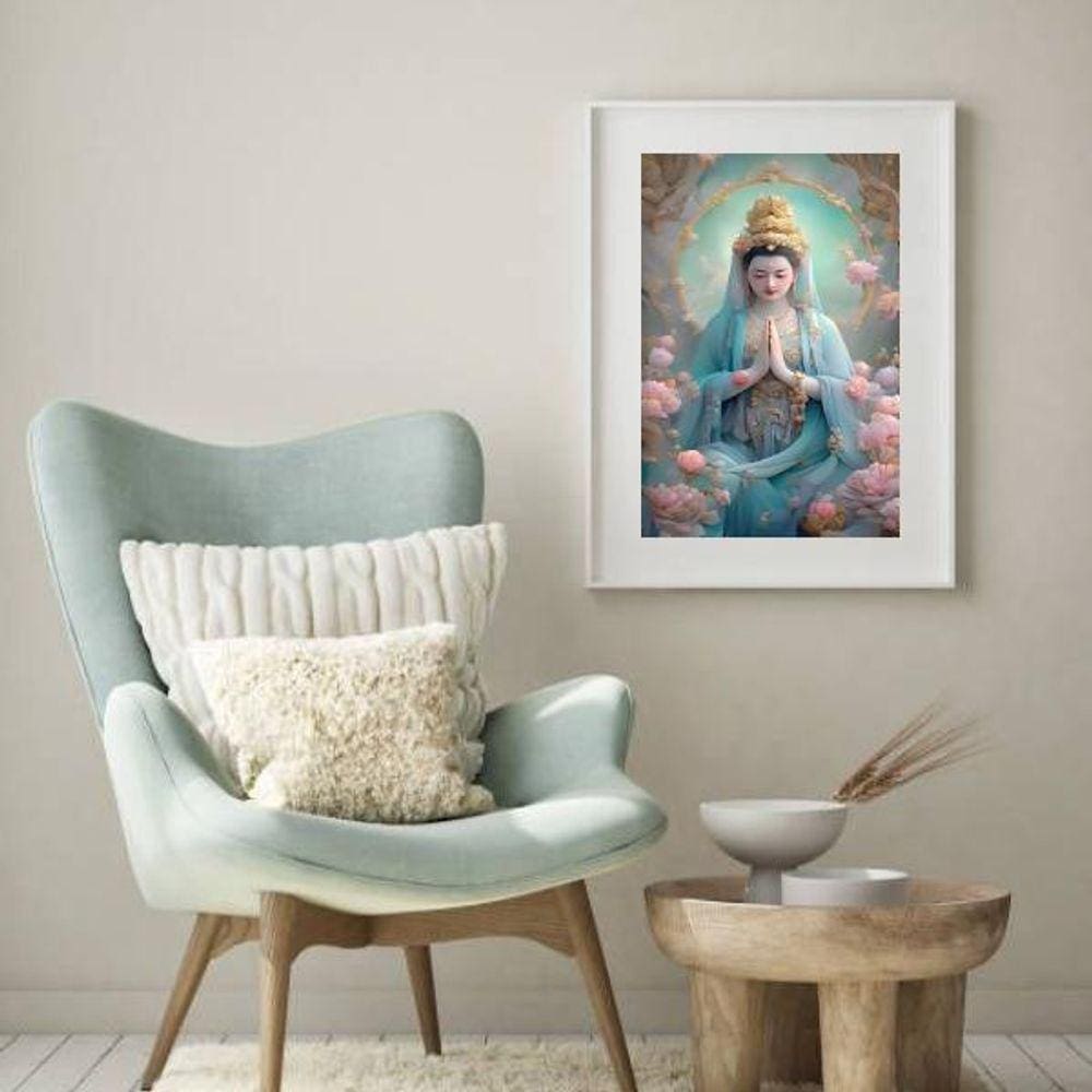 Quadro Decorativo Kuan Yin - 60X48Cm