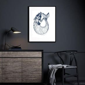 Quadro Decorativo Minimalista Iemanjá Sereia - 60X48Cm