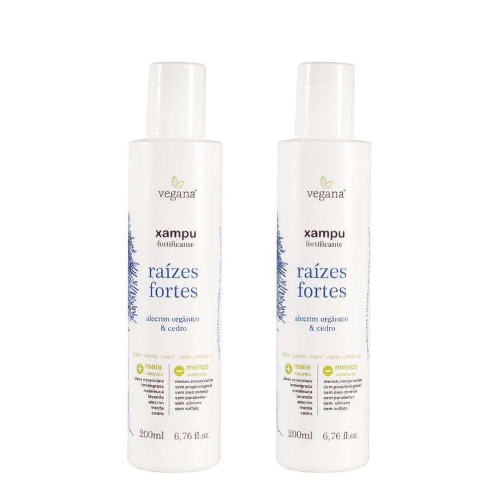 Kit 2 Xampu Natural Fortificante Raízes Fortes Vegana 200ml WNF