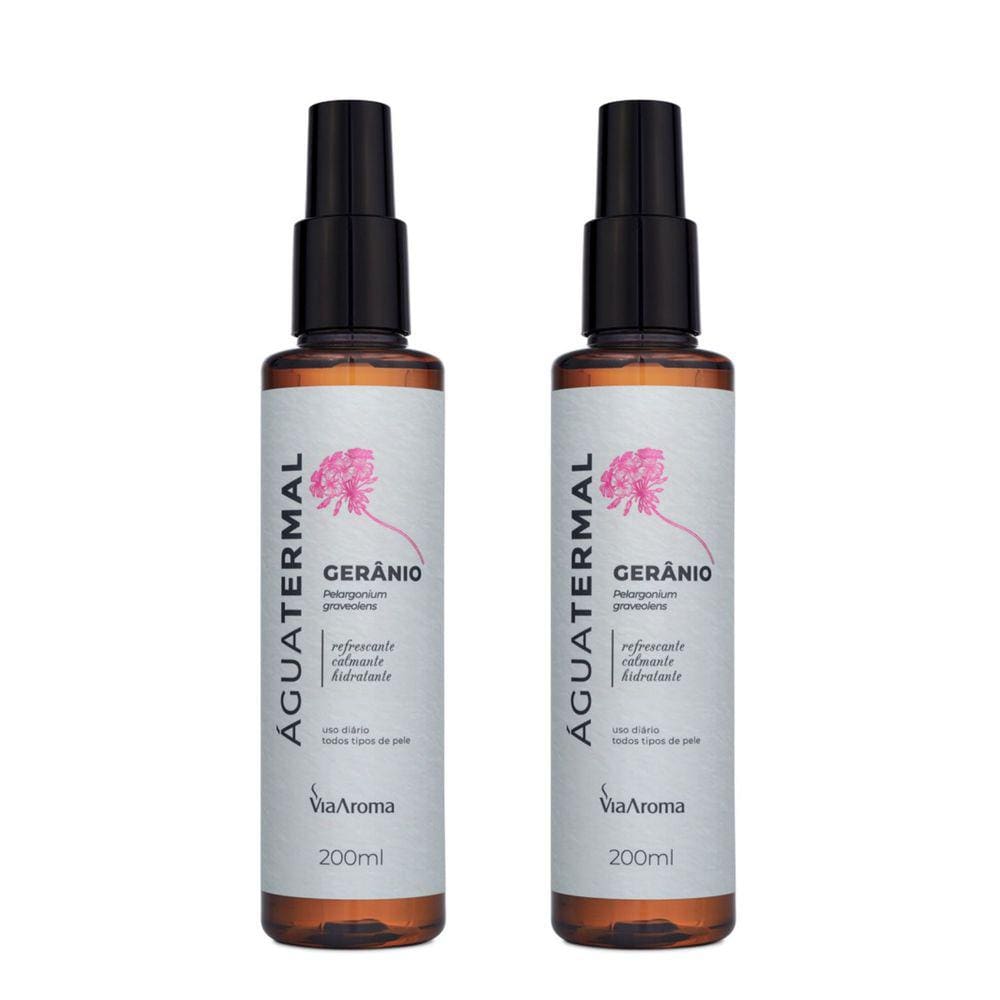 Kit 2 Água Termal Gerânio Via Aroma 200ml Natural e Vegano