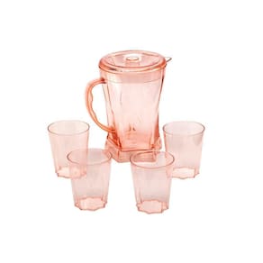 Jarra Acrílico 4 Copos Agua Bebida Gelo Suco 1 Litro Salmão