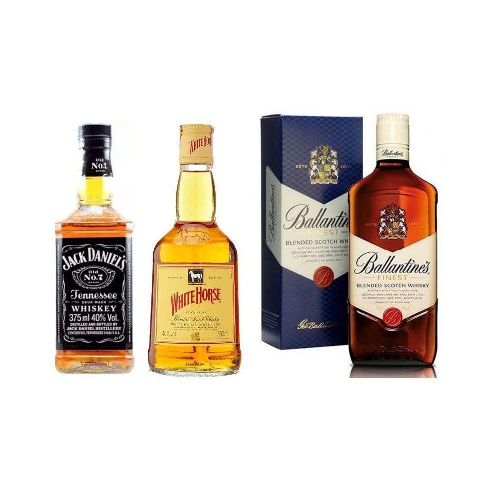 Jack Daniels 375Ml + White Horse 500Ml + Ballantines 750Ml