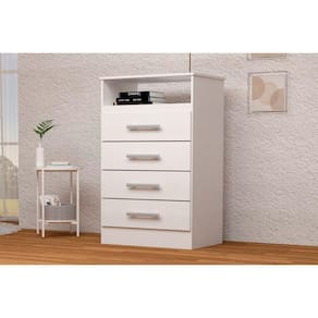 Cômoda de Quarto Jéssica c/ 1 Nicho e 4 Gavetas Branco - ACP