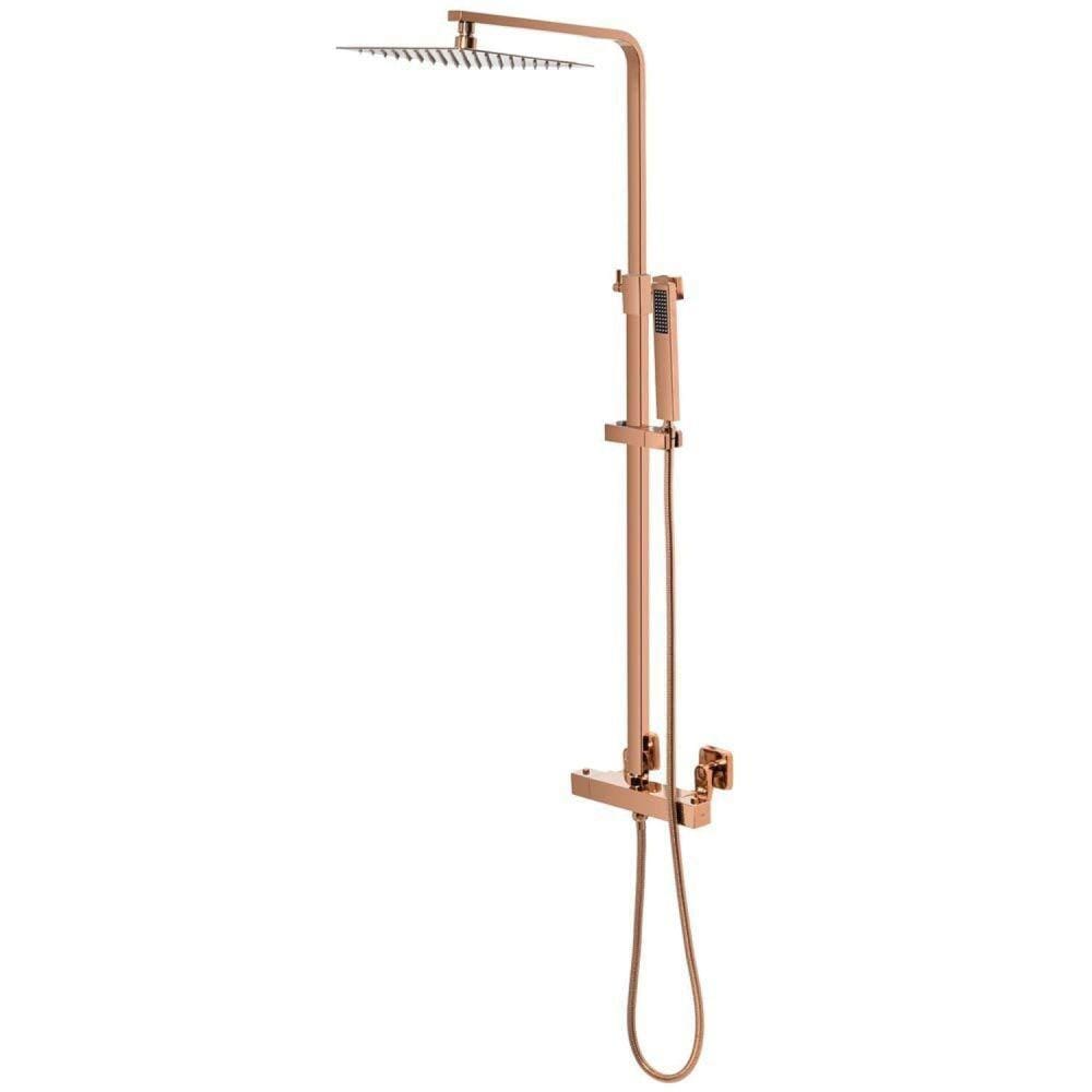 Ducha Coluna de Inox Quadrada 25 Cm Rosé Gold