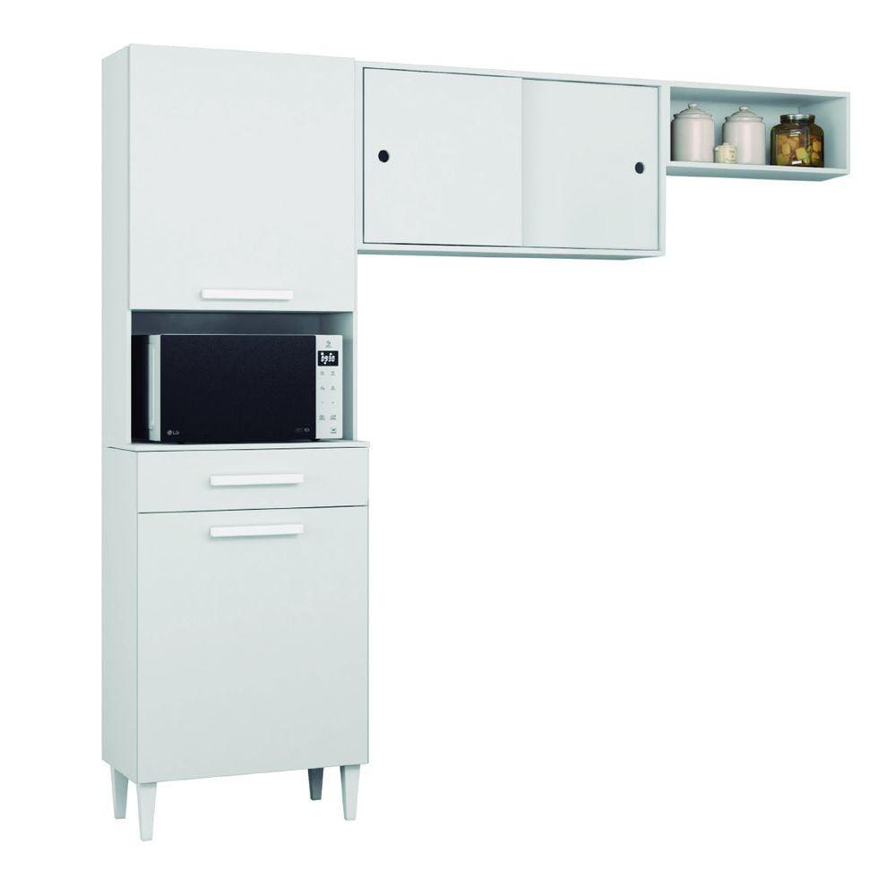 Armário de Cozinha 2m 4 Portas 1 Gaveta Branco Aramóveis