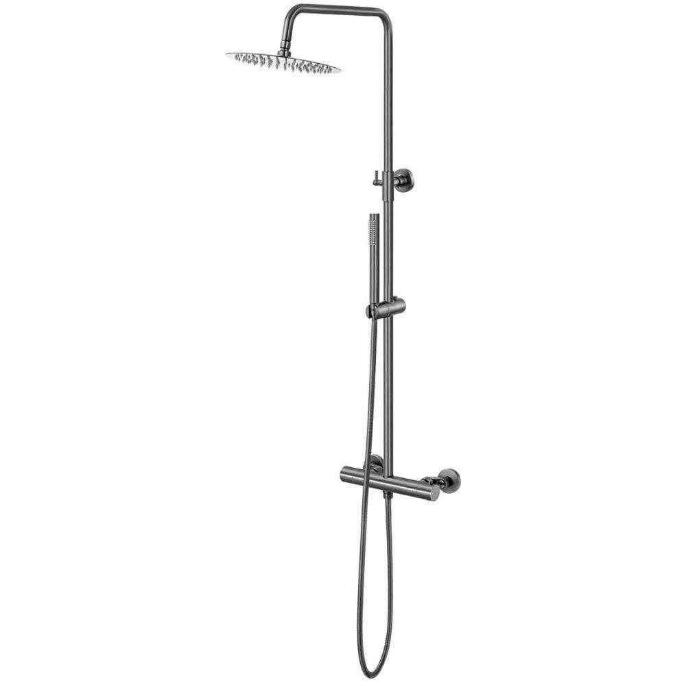 Ducha Coluna de Inox Redonda 25 Cm Fosca Grafite
